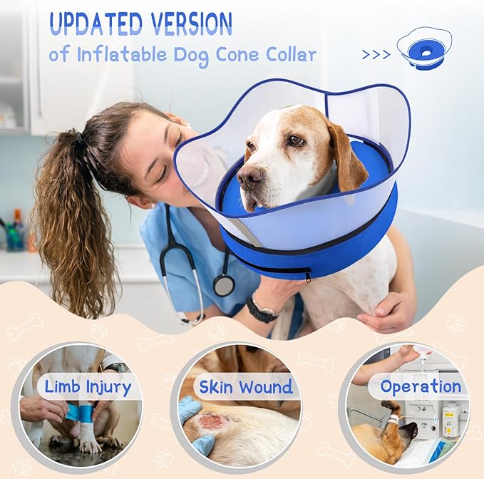 Supet Raised Inflatable Dog Cone Collar to Stop Licking, Soft Dog Cone - Image 2