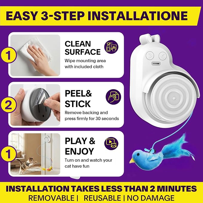 Interactive Cat Toys for Indoor Cats: Automatic Electric Flying Bird Feather & - Image 5