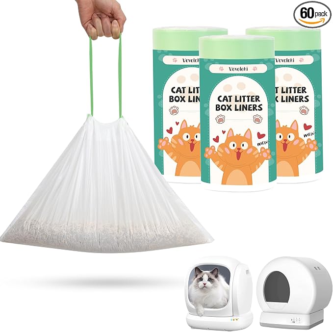 60 Count Cat Litter Box Liners Bag Compatible by Vovoloki