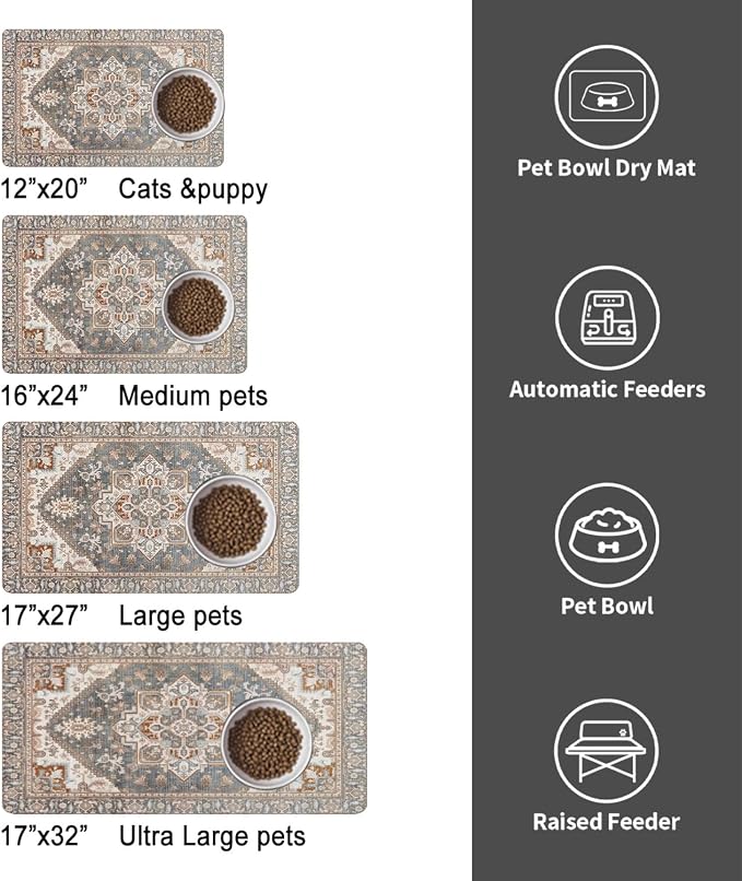 Dog Food Mats for Floors, Absorbent and Quick-Drying Pet Cat Food Mat, - Image 6