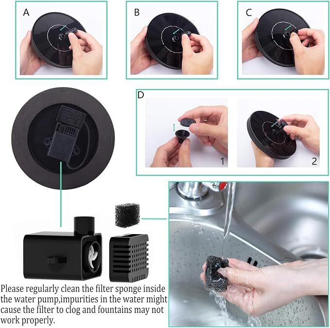 Solar Fountain for Bird Bath, Solar Powered Fountain Pump 1.5W Solar Water - Image 6