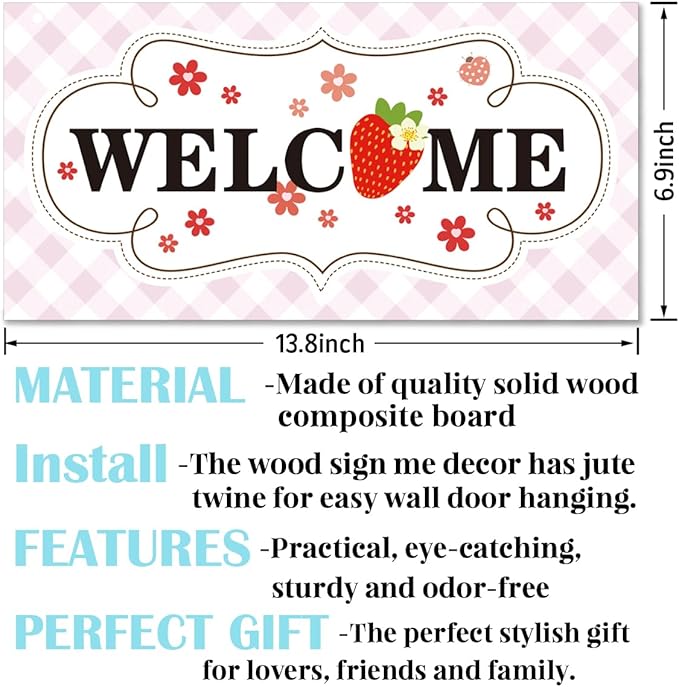 Welcome Sign for Front Door, Welcome Decor Wooden Hanging Sign for Girl Room - Image 2