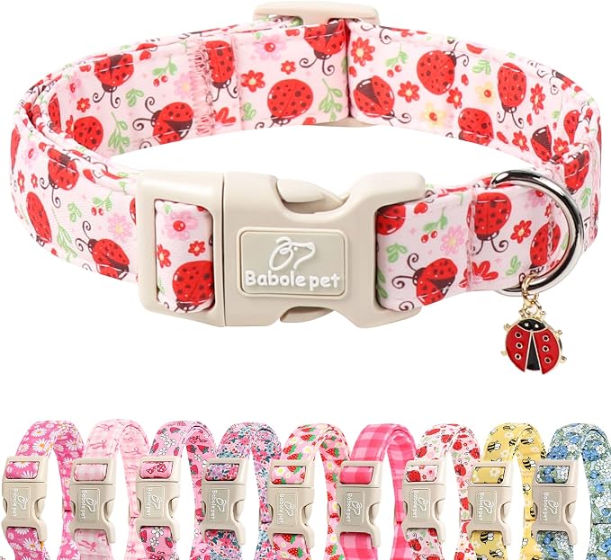 Lucky Ladybug Dog Collar for Small Dogs by Babolepet