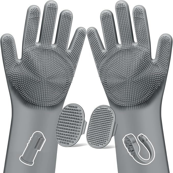 6PCS Pet Grooming Kit for Dogs, Cats and Horses | Dog Washing Gloves | Dog Bath by Augwind