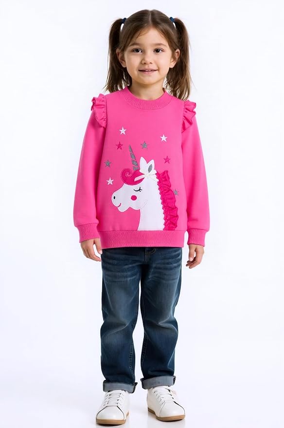 Toddler Baby Girls Cotton Sweater, Long Sleeve Crewneck Sweatshirt Pullover - Image 2