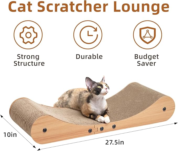 Nekosan Cat Scratcher Cardboard Bed, 27.5" Extra Large Cat Scratch Sofa Bed - Image 2