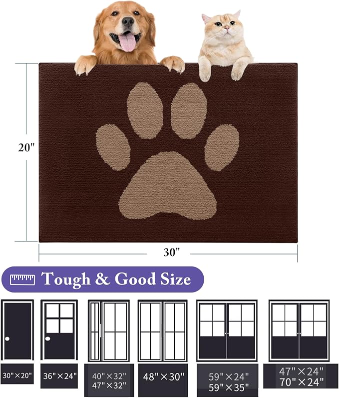 Buganda Dog Door Mat for Muddy Paws, Absorbent Dirt Trapper Non Slip Indoor - Image 2