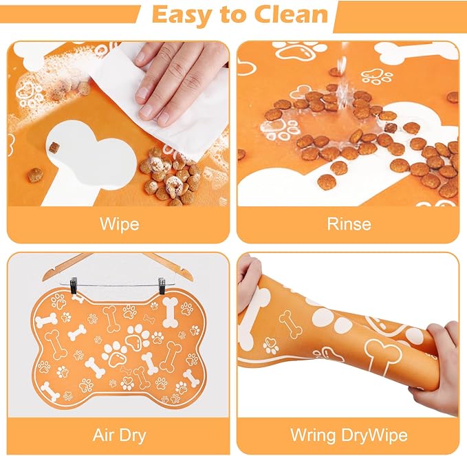 Dog Cat Mat for Food and Water, Rapid Absorbent Pet Feeding Mat, Bone Shaped - Image 5