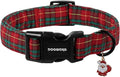 DOGWONG Christmas Plaid Dog Collar, Adjustable Red Tartan Collar, Scottish Red by DOGWONG