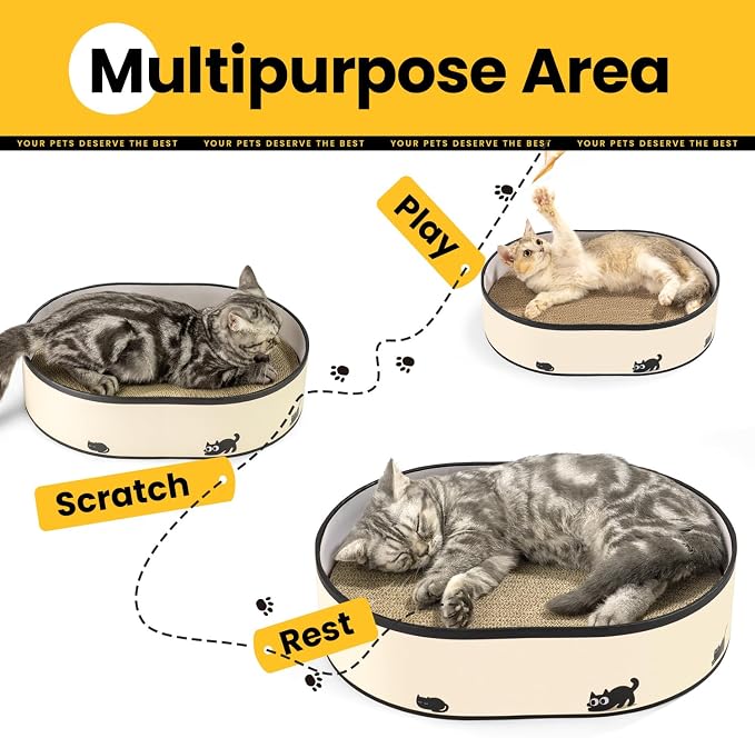 Cat Scratcher Box with 4 Cat Scratching Pads, Mess-Free Design, Refill Scratch - Image 6