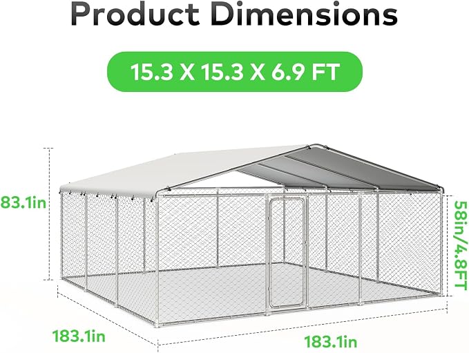 15'x15' Large Outdoor Dog Kennel, Heavy Duty Dog Enclosure - Image 6