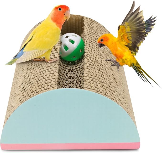 Parrot Cardboard Toy with Jingle Bells Bird Cage Perches Toy by OSWINMART
