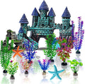 13 Pieces Aquarium Decorations Kit, Fish Tank Decorations Set Small Resin by Mechpia