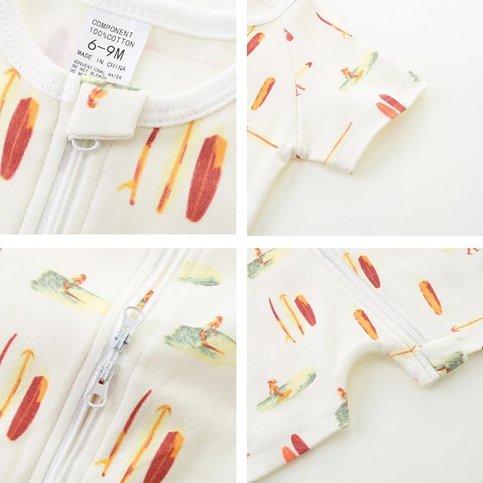 Unisex Summer Trendy 2-Pack Rompers Short Sleeve Zipped Bodysuit Infant Cotton - Image 7
