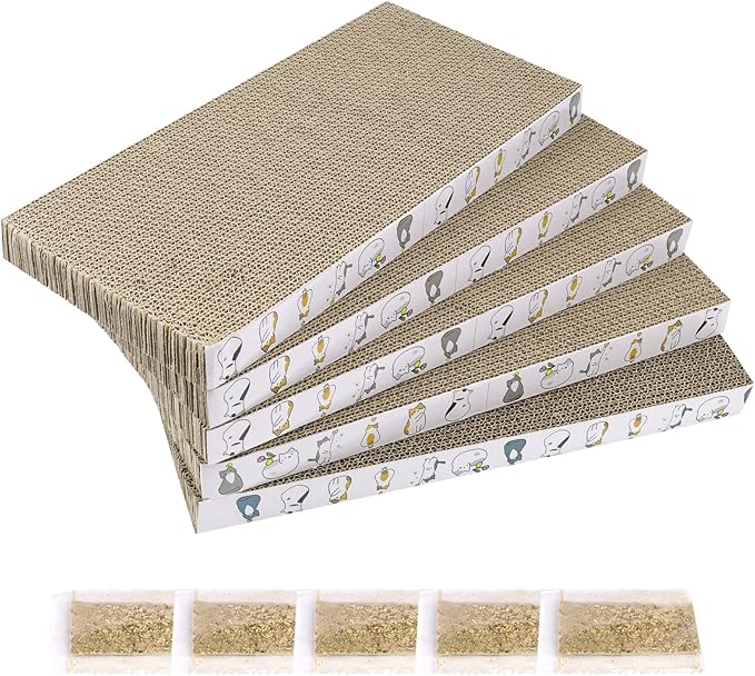 PatiencET Cat Scratcher Cardboard 5 PCS Cat Scratch Pad Reversible Scratcher by patiencET
