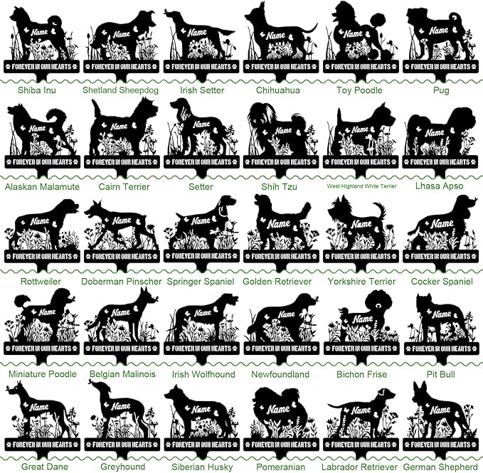 Custom Metal Dog Breed Memorial Stake – Personalized Pet Grave Marker Tombstone - Image 3