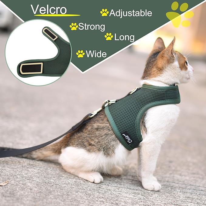 Cat Harness and Leash for Walking Escape Proof Breathable Mesh Fabric, Solid - Image 5