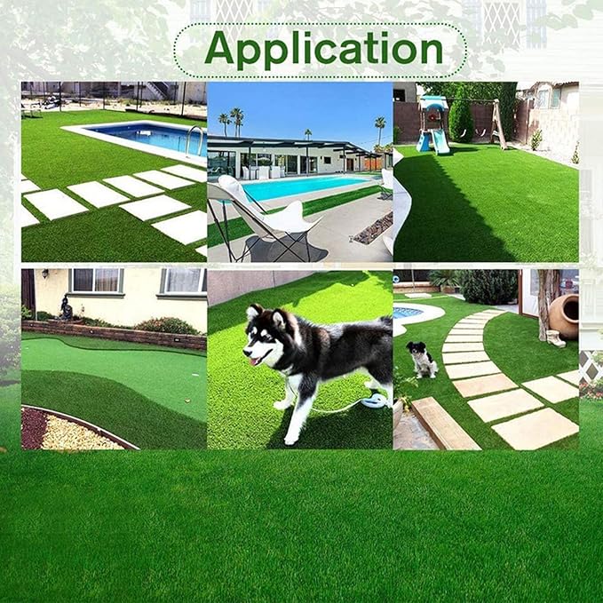 Artificial Grass Rug Outdoor Indoor 4FTX24FT Fake Grass Carpet Green Synthetic - Image 9
