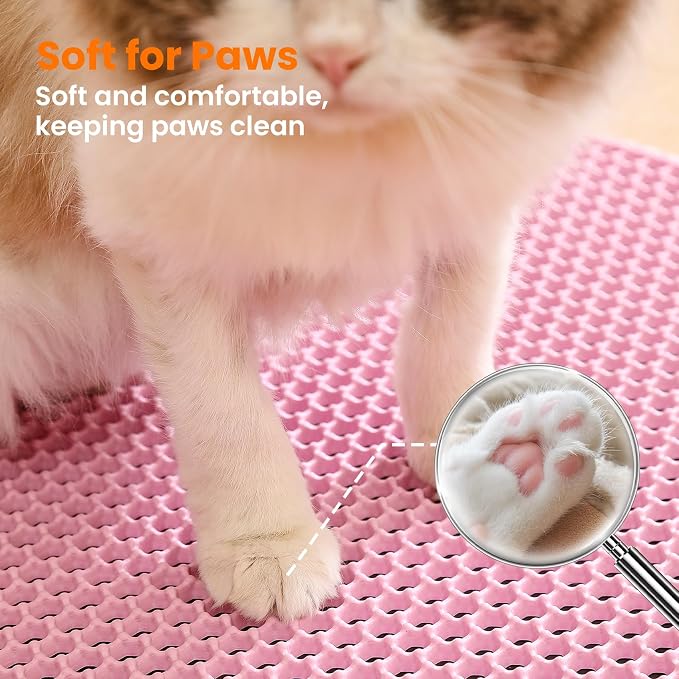 Small Cat Litter Mat, 20x14’’ Double Layer Honeycomb Cat Litter Box Mat - Image 7