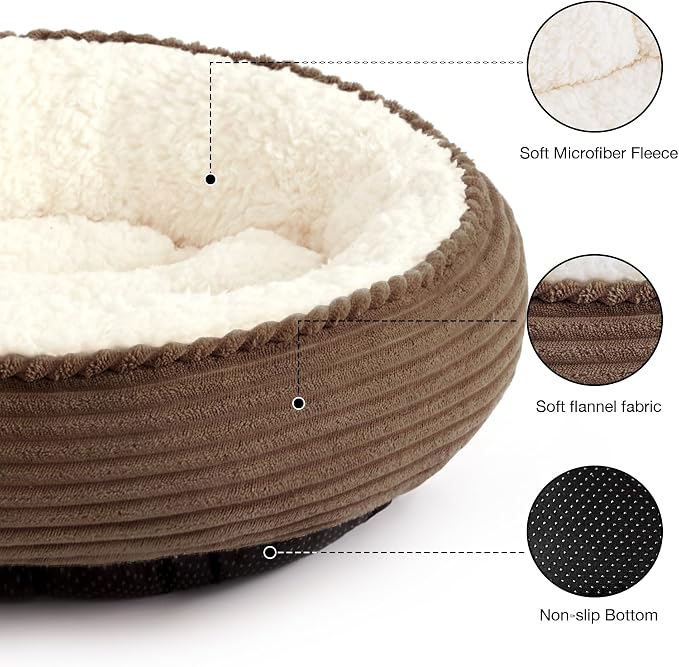 Love's cabin Round Donut Cat and Dog Cushion Bed, 20in Pet Bed - Image 2