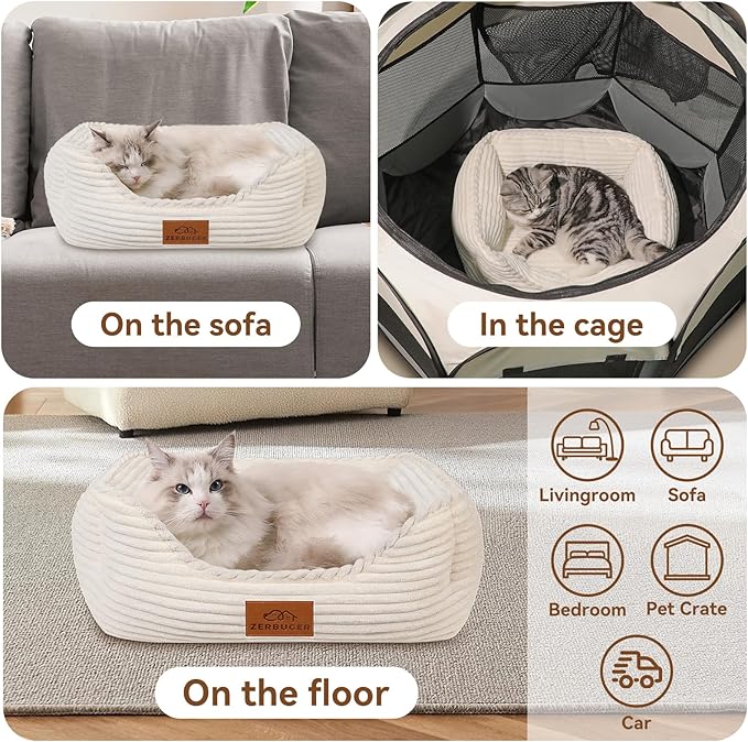 Cat Dog Bed for Pets, Rectangle Pet Bed Gift for Puppy and Kitten, Machine - Image 3