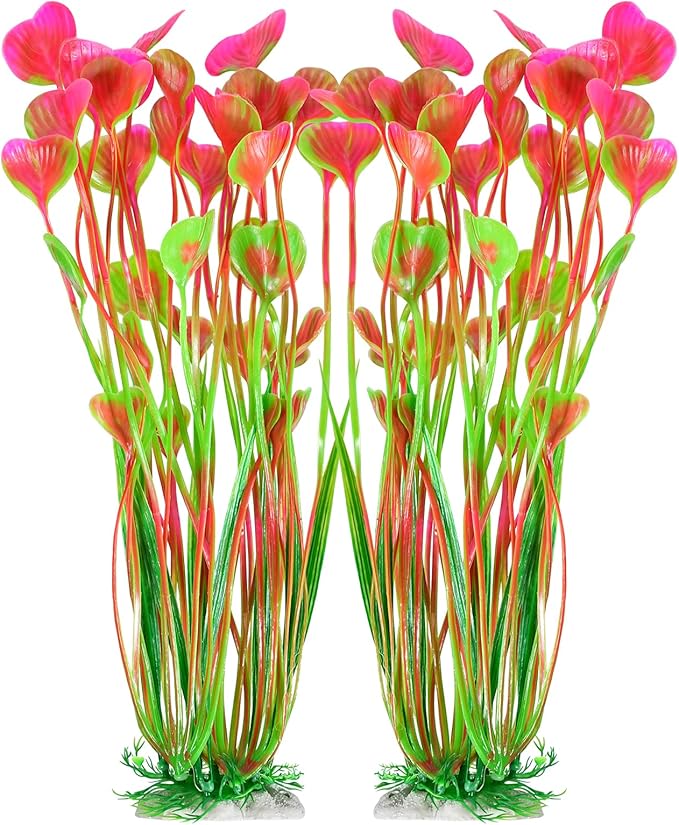 AQUANEAT Artificial Fish Tank Plants, Plastic Aquarium Accessories Large by Aquaneat