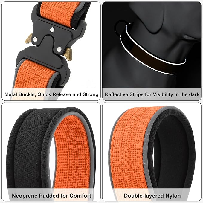 Plutus Pet Tactical Dog Collar, Reflective, Adjustable Heavy Duty Dog Collar - Image 4
