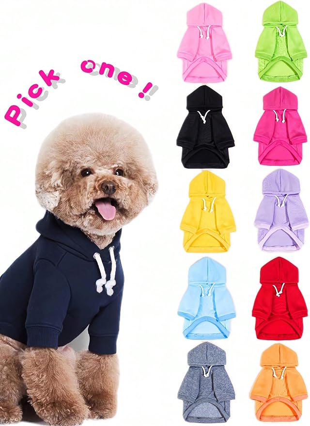 QWINEE Basic Dog Hoodie Sweatshirt Puppy Sweater Warm Cat Costumes Pet Clothes - Image 7