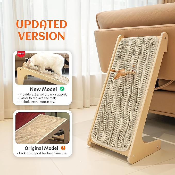 PETKARAY Cat Scratcher, Sisal Cat Scratching Ramp, L Shape Scratch Board - Image 2