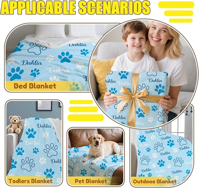 Personalized Paw Print Dog Blanket - Image 6