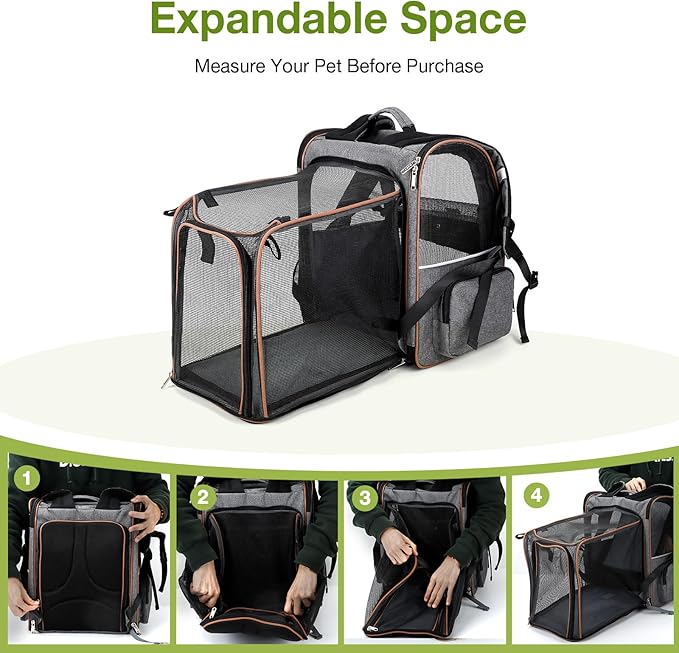 Lekebobor Extra Large Cat Backpack Carrier Expandable Pet Carrier Backpack - Image 3
