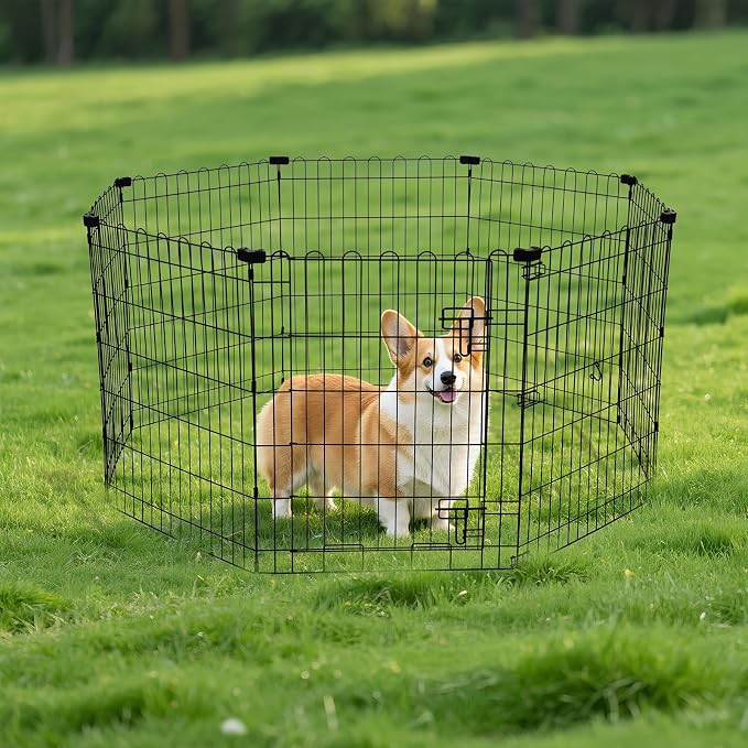 Amazon Basics Portable Foldable Octagonal Metal Exercise Dog Playpen, - Image 6