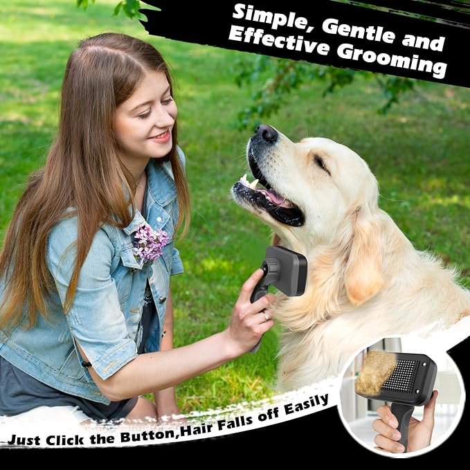 3PCS Self Cleaning Slicker Brush & Pet Grooming Rake & Flea Comb - Image 5