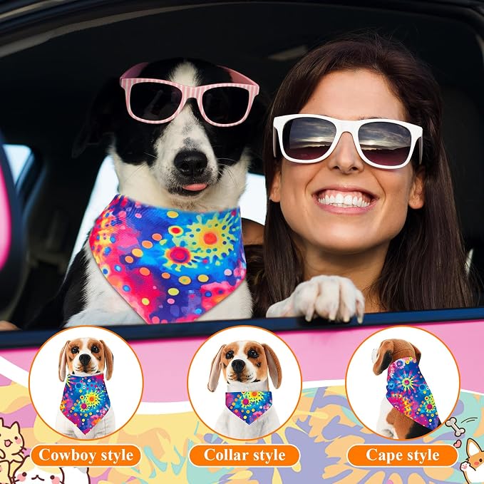 Sanwuta 120 Pcs Rainbow Tie Dye Dog Bandanas - Image 4