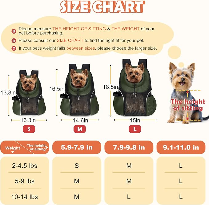 WOYYHO Pet Dog Carrier Backpack Small Dog Front Backpack Ventilated Mesh Dog - Image 4