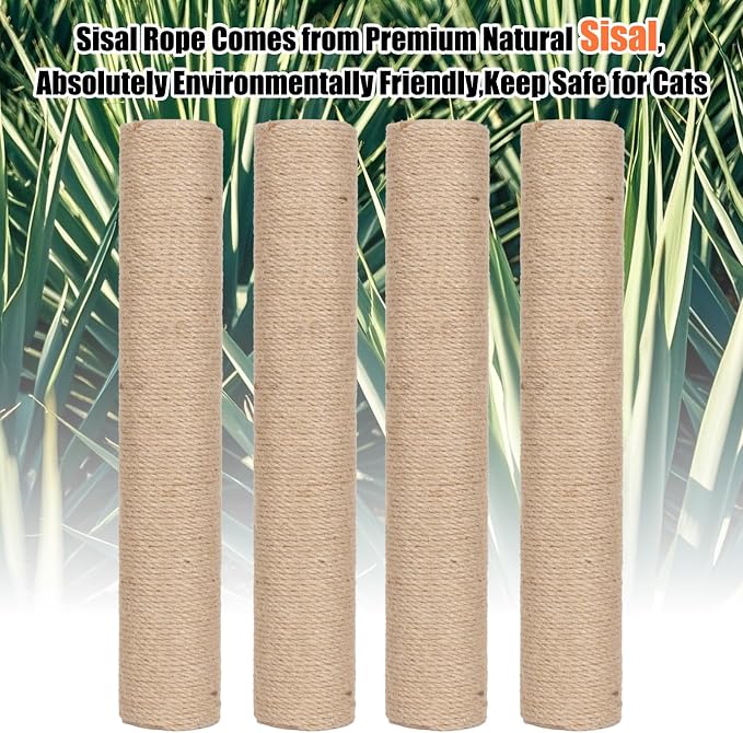 PowerKing Natural Sisal Replacement Scratching Post, 4 Pieces M8 Cat Scratch - Image 4