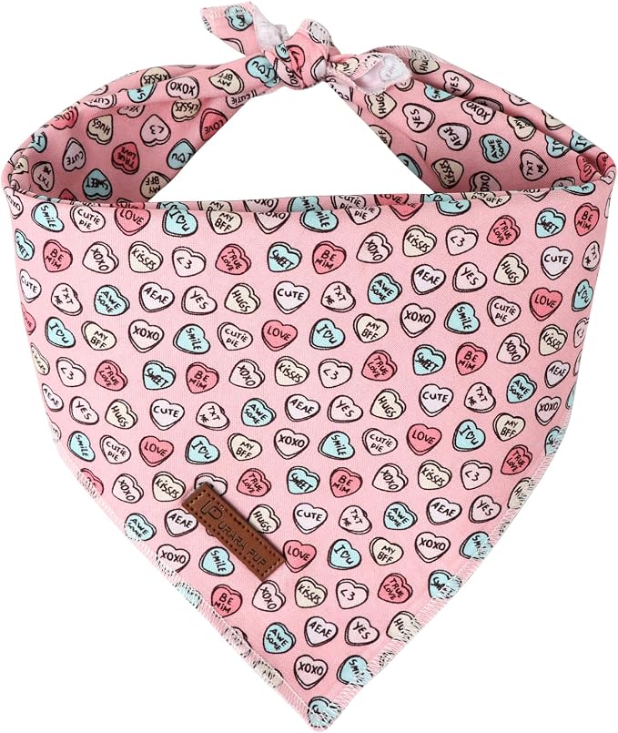 Valentine Dog Bandana, Cotton Pet Kerchief by UPURARAPUP