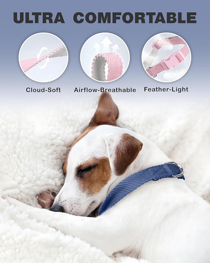 Dynmeow Soft and Breathable Cotton Dog Collar, Durable Adjustable Pet Collar - Image 4
