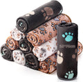 Tegeme 12 Pcs Pet Blankets Soft Fluffy Fleece Dog Cat Warm Paw Print Pattern by Tegeme