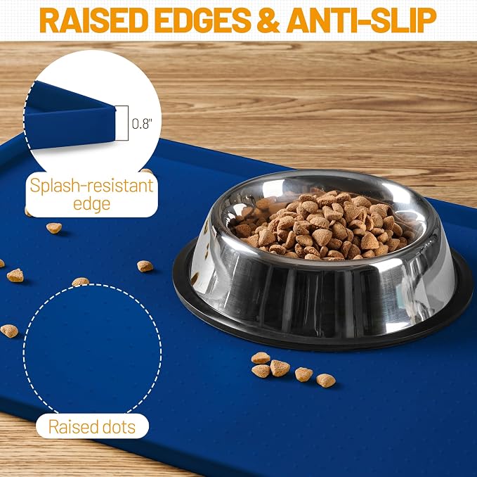 Hubulk Dog Feeding Mat, 100% Waterproof Food Grade Silicone Pet Food and Water - Image 3
