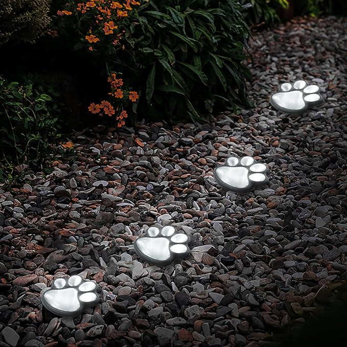 Animal Paw Print Solar Lights Outdoor Garden Decor, 4 Pack Paw Print Lights - Image 5