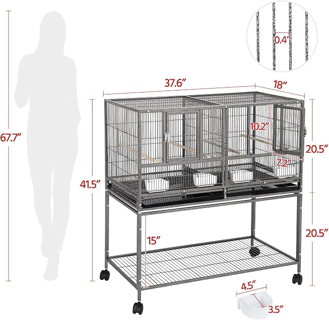 Yaheetech Stackable Divided Breeder Breeding Parakeet Bird Cage - Image 2