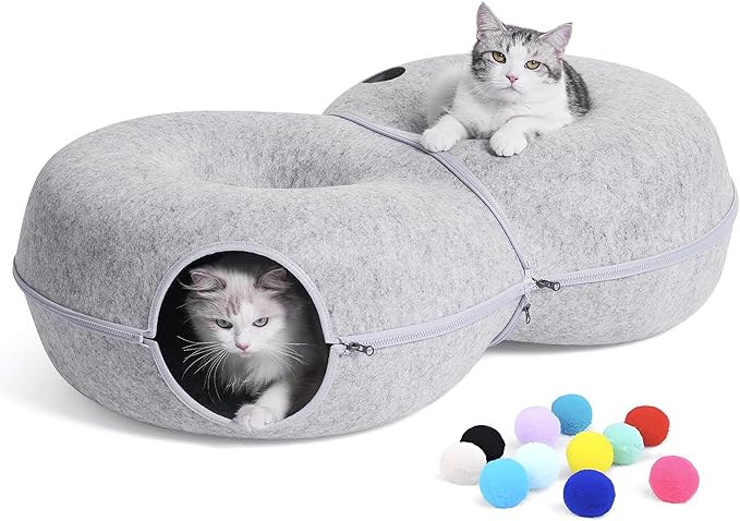 8-Shaped Large Cat Tunnel Bed for Indoor Cats, Infinite Circulation Peekaboo by LovIntry