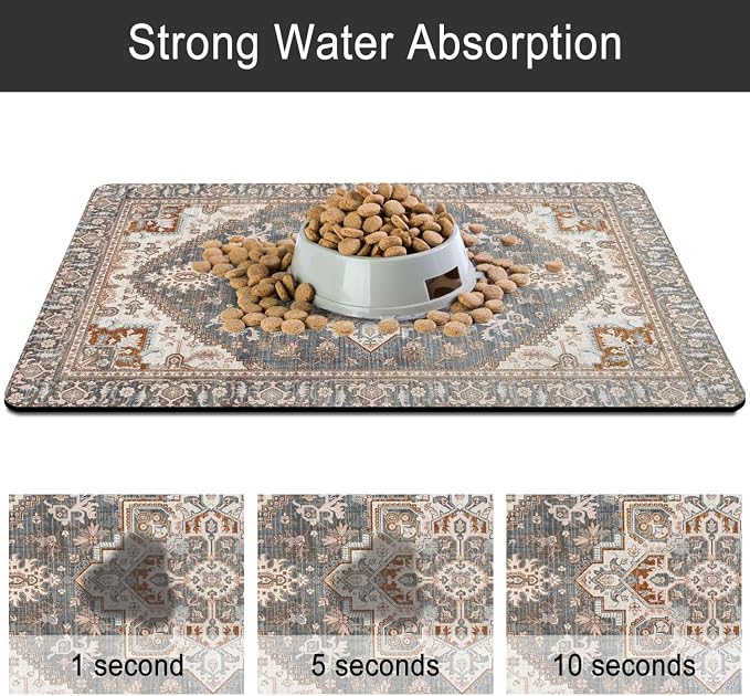 Dog Food Mats for Floors, Absorbent and Quick-Drying Pet Cat Food Mat, - Image 5