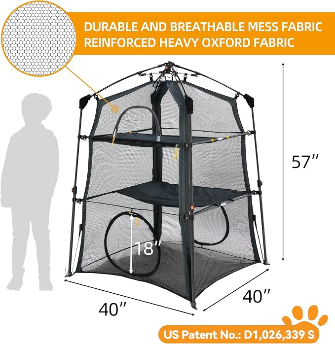 Automatic Pop-Up Cat Enclosure|3-Tier Cat Tent|Cat Cage|Outdoor Catio - Image 5