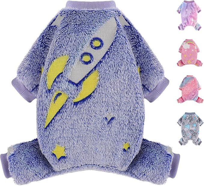 Fleece Dog Pajamas Small, Fall Winter Pjs, Cute Extra Small Puppy Clothes by Unknown