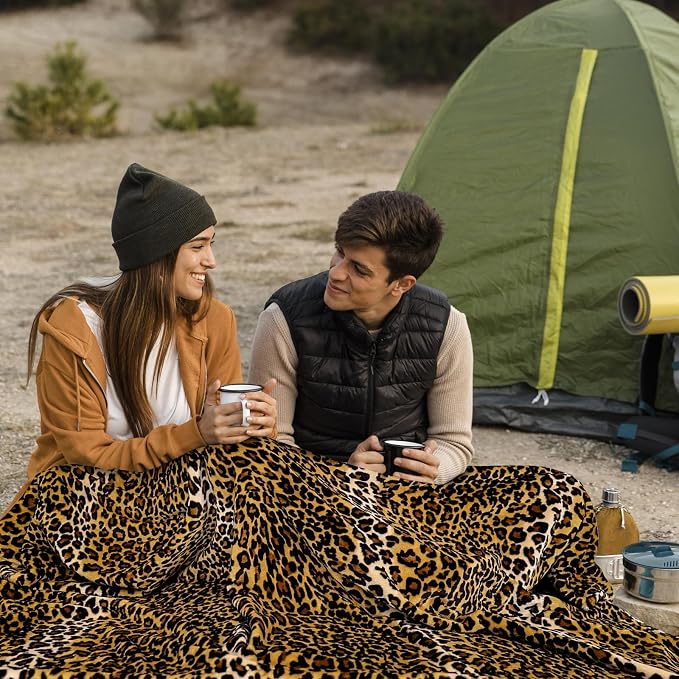 Bnuitland Leopard Print Fleece Flannel Throw Blanket, 300 GSM Double Sided - Image 4