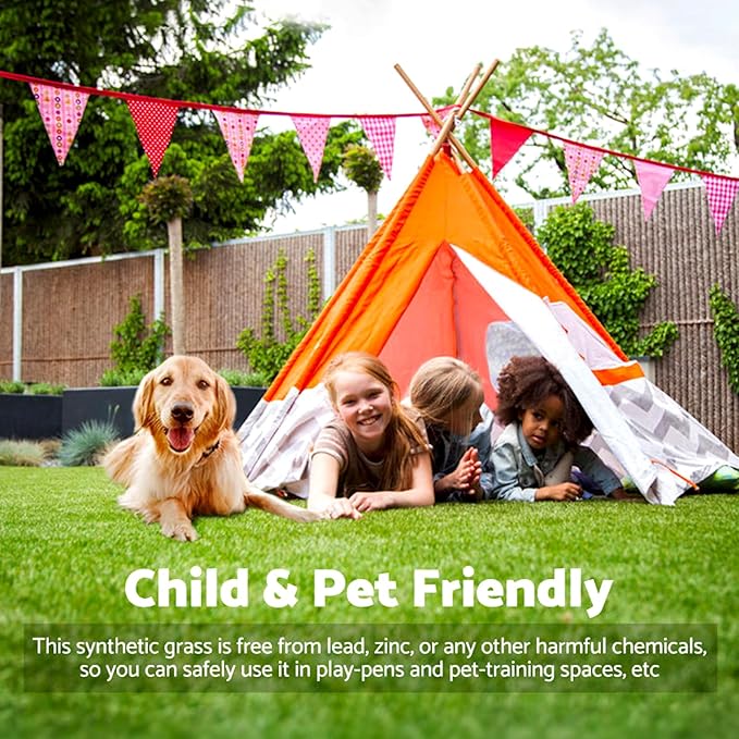 Artificial Grass Rug Outdoor Indoor 11FTX79FT Fake Grass Carpet Green Synthetic - Image 6