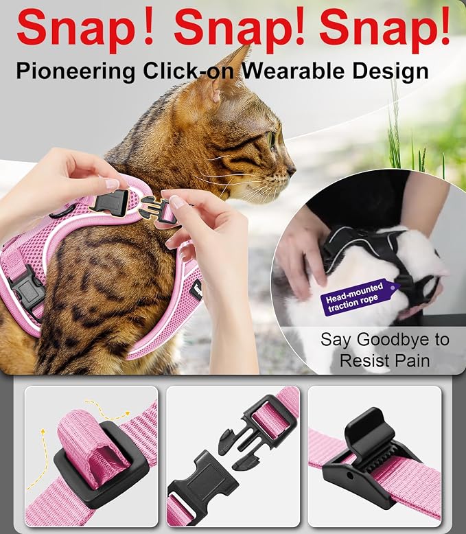 Cat Harness and Leash for Walking Escape Proof Soft Adjustable Cat Leash - Image 4