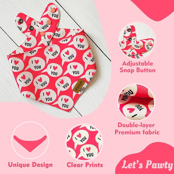 Valentines Dog Bandanas with Snap Button - Image 5